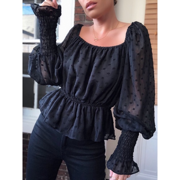 Last 1✨Malika Swiss Dot Puff Sleeve Top - Pink - Picture 8 of 8